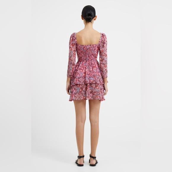 French Connection Fotini Recycled Hallie Tiered Mini Dress in Sea Pink Size 6 US - Picture 4 of 11